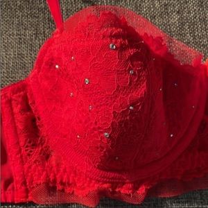 Rhinestone & Lace Demi Bra
